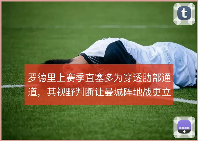 罗德里上赛季直塞多为穿透肋部通道,其视野判断让曼城阵地战更立体
